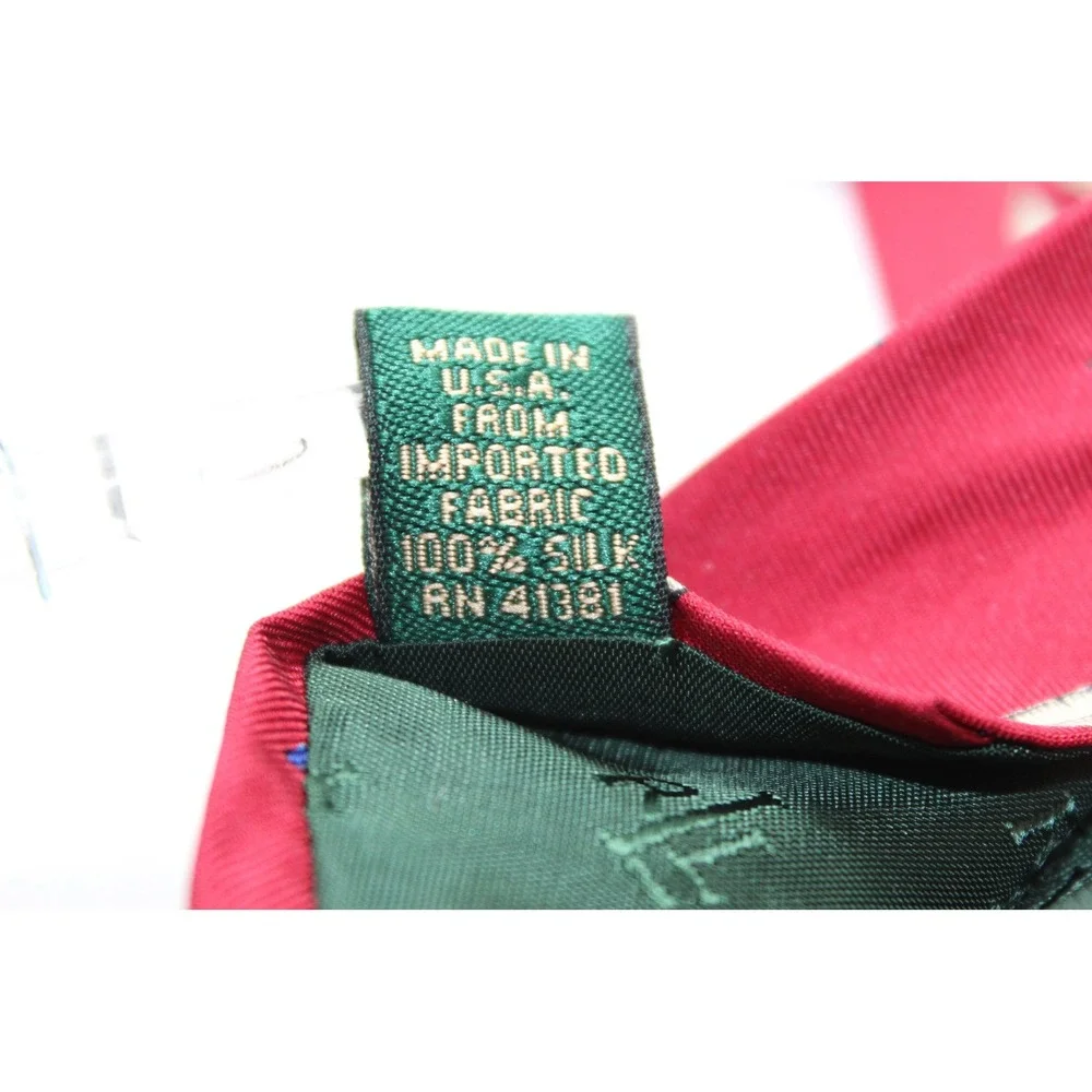 Lauren Ralph Lauren Mens Red Silk Sailboat‎ Nautical Necktie Hand Finished USA